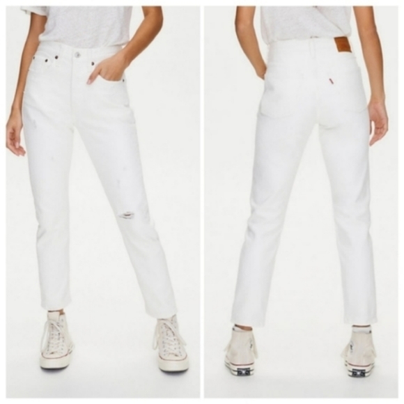 Levi's 501 Skinny Jeans Distressed White Rigid Denim Pants - Picture 3 of 4